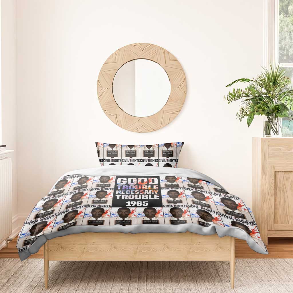 John Lewis Bedding Set with Mugshot Collage Design Civil Rights Portrait Good Trouble Tribute - African Pride