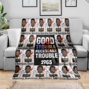 John Lewis Blanket with Mugshot Collage Design Civil Rights Portrait Good Trouble Tribute - African Pride