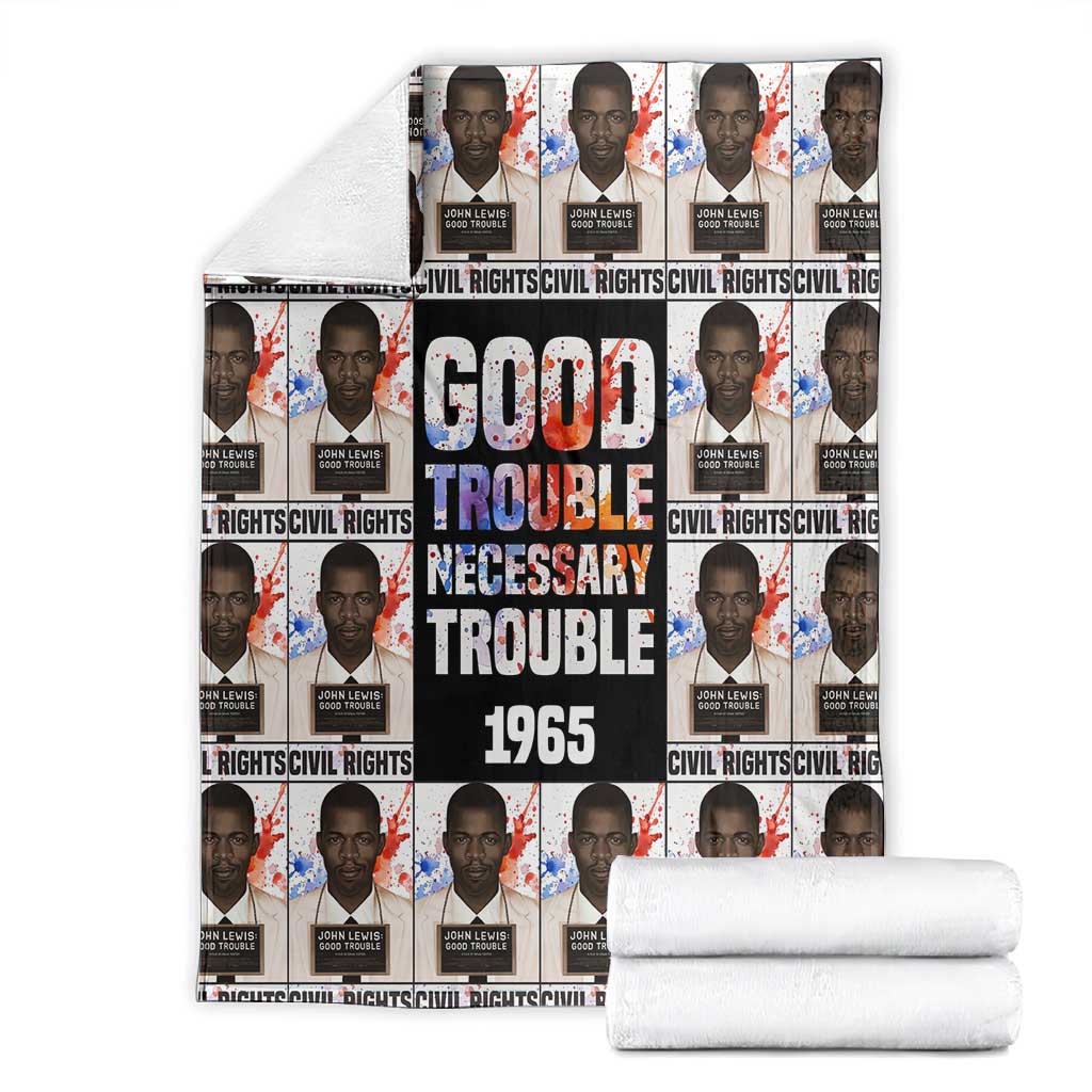 John Lewis Blanket with Mugshot Collage Design Civil Rights Portrait Good Trouble Tribute - African Pride