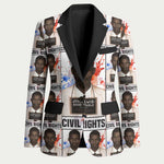 John Lewis Blazer with Mugshot Collage Design Civil Rights Portrait Good Trouble Tribute - African Pride
