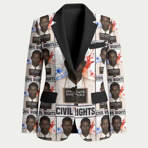 John Lewis Blazer with Mugshot Collage Design Civil Rights Portrait Good Trouble Tribute - African Pride