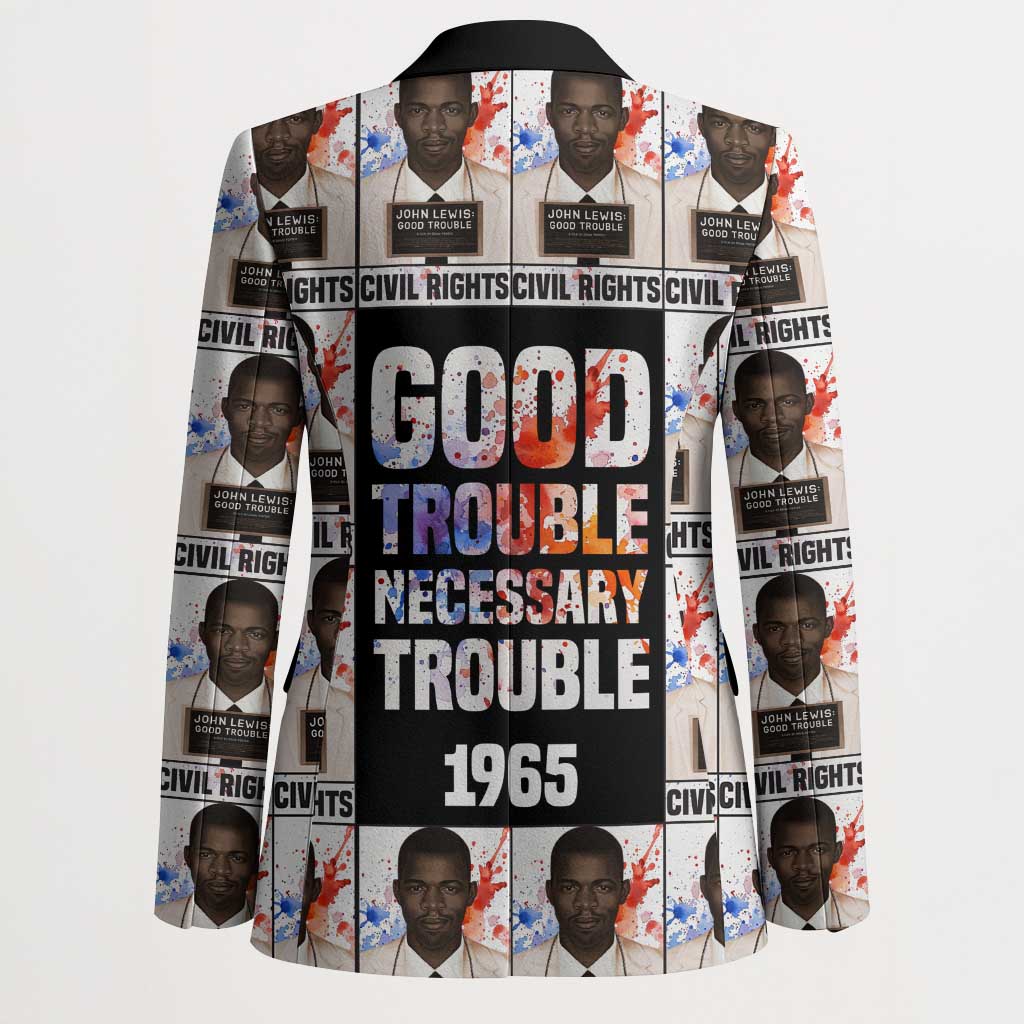 John Lewis Blazer with Mugshot Collage Design Civil Rights Portrait Good Trouble Tribute - African Pride