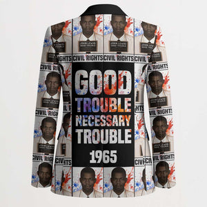 John Lewis Blazer with Mugshot Collage Design Civil Rights Portrait Good Trouble Tribute - African Pride