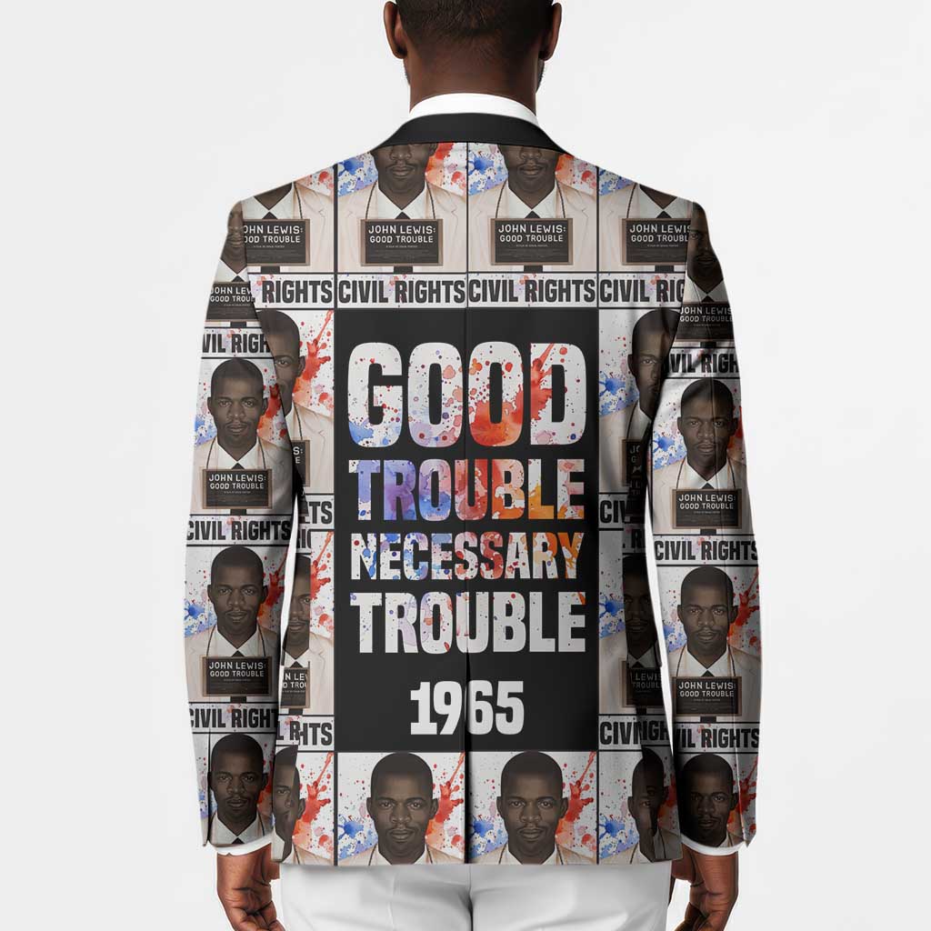 John Lewis Blazer with Mugshot Collage Design Civil Rights Portrait Good Trouble Tribute - African Pride