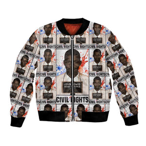 John Lewis Bomber Jacket with Mugshot Collage Design Civil Rights Portrait Good Trouble Tribute - African Pride