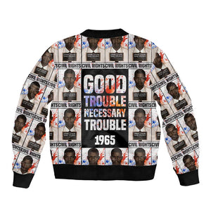John Lewis Bomber Jacket with Mugshot Collage Design Civil Rights Portrait Good Trouble Tribute - African Pride