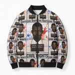 John Lewis Bomber Puffer Jacket with Mugshot Collage Design Civil Rights Portrait Good Trouble Tribute - African Pride