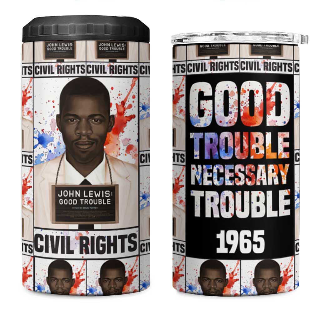 John Lewis 4 in 1 Can Cooler Tumbler with Mugshot Collage Design Civil Rights Portrait Good Trouble Tribute - African Pride