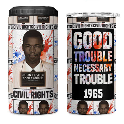 John Lewis 4 in 1 Can Cooler Tumbler with Mugshot Collage Design Civil Rights Portrait Good Trouble Tribute - African Pride