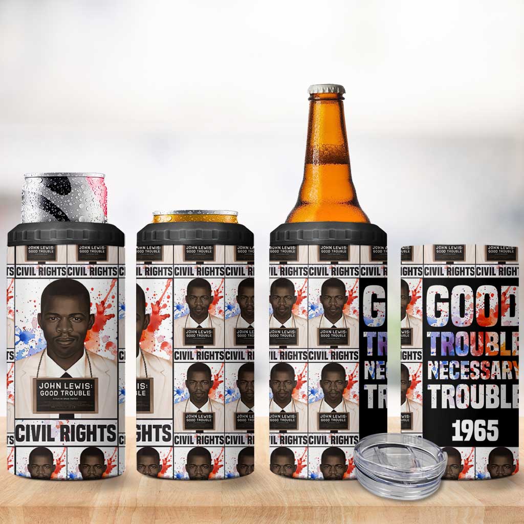 John Lewis 4 in 1 Can Cooler Tumbler with Mugshot Collage Design Civil Rights Portrait Good Trouble Tribute - African Pride