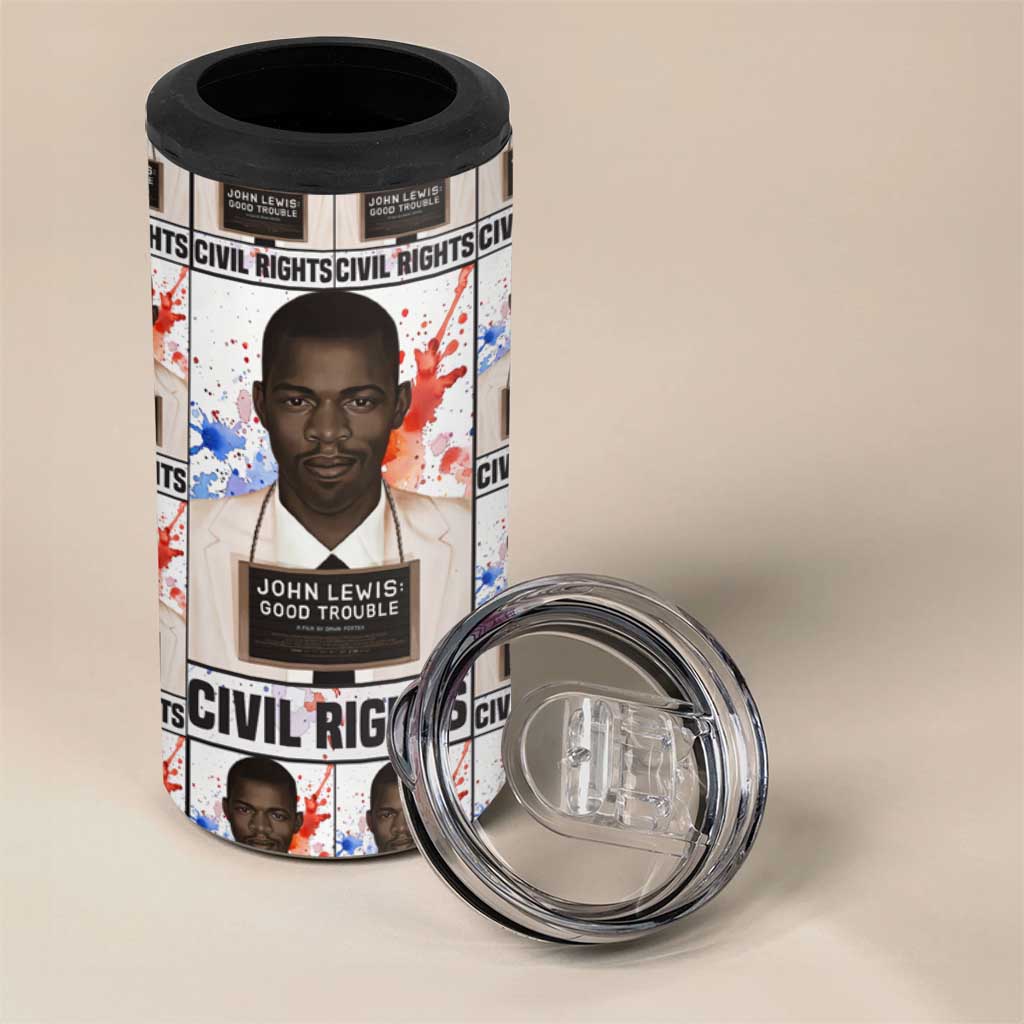 John Lewis 4 in 1 Can Cooler Tumbler with Mugshot Collage Design Civil Rights Portrait Good Trouble Tribute - African Pride