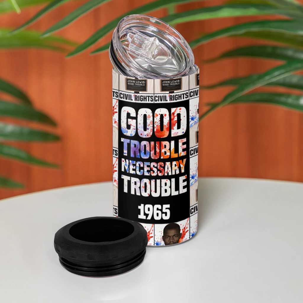 John Lewis 4 in 1 Can Cooler Tumbler with Mugshot Collage Design Civil Rights Portrait Good Trouble Tribute - African Pride