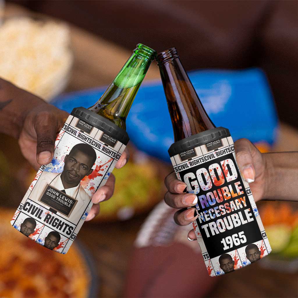 John Lewis 4 in 1 Can Cooler Tumbler with Mugshot Collage Design Civil Rights Portrait Good Trouble Tribute - African Pride