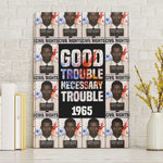 John Lewis Canvas Wall Art with Mugshot Collage Design Civil Rights Portrait Good Trouble Tribute - African Pride