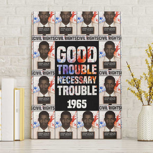 John Lewis Canvas Wall Art with Mugshot Collage Design Civil Rights Portrait Good Trouble Tribute - African Pride