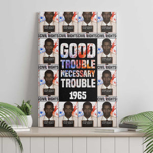 John Lewis Canvas Wall Art with Mugshot Collage Design Civil Rights Portrait Good Trouble Tribute - African Pride