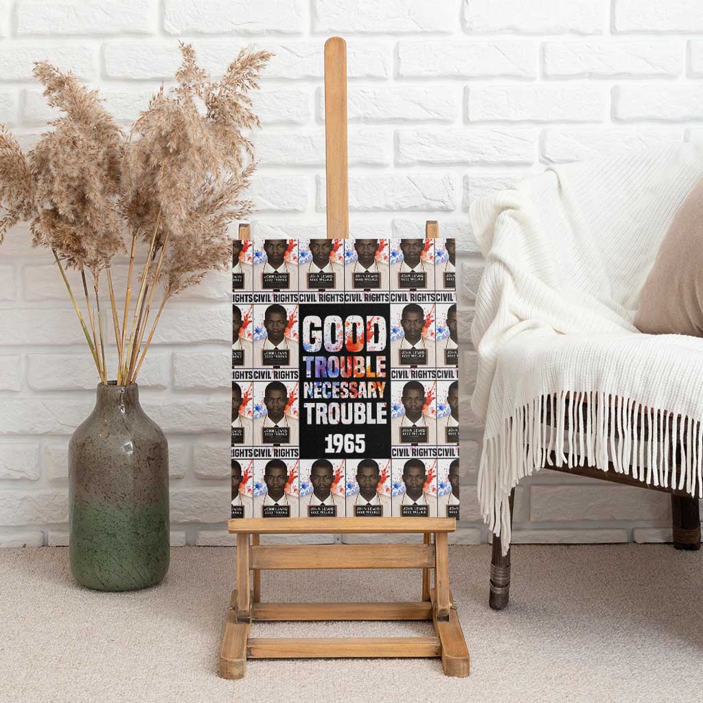 John Lewis Canvas Wall Art with Mugshot Collage Design Civil Rights Portrait Good Trouble Tribute - African Pride