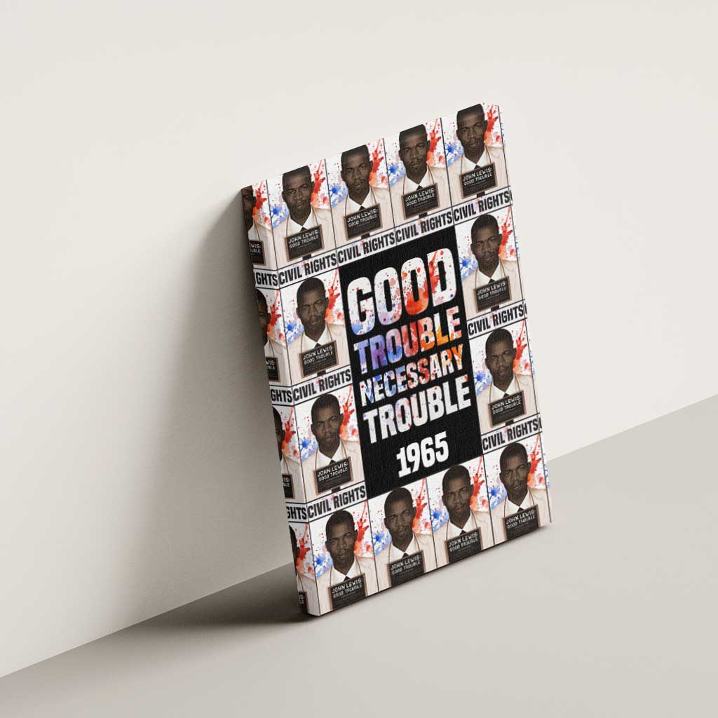 John Lewis Canvas Wall Art with Mugshot Collage Design Civil Rights Portrait Good Trouble Tribute - African Pride