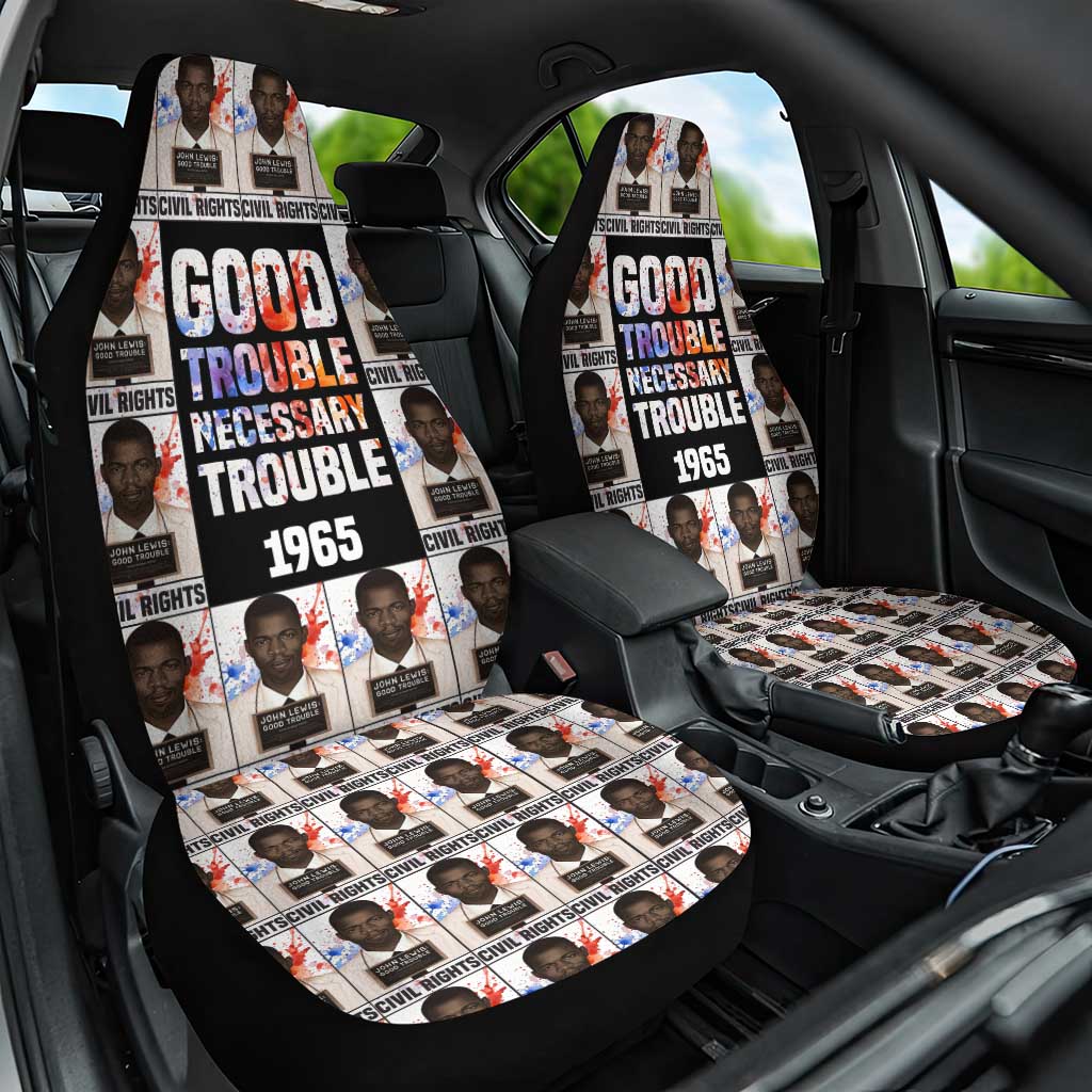 John Lewis Car Seat Cover with Mugshot Collage Design Civil Rights Portrait Good Trouble Tribute - African Pride