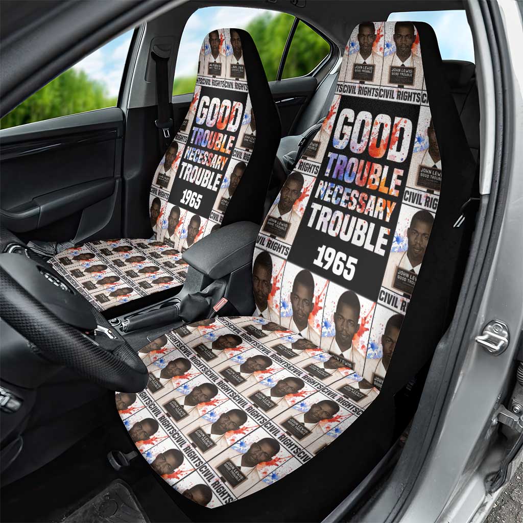 John Lewis Car Seat Cover with Mugshot Collage Design Civil Rights Portrait Good Trouble Tribute - African Pride