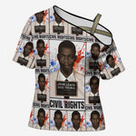 John Lewis Cross Shoulder Shirt with Mugshot Collage Design Civil Rights Portrait Good Trouble Tribute - African Pride