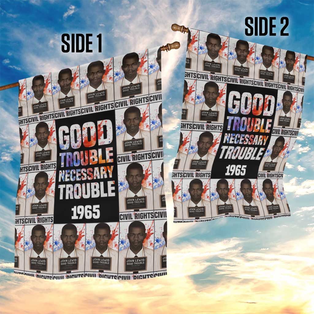 John Lewis Garden Flag with Mugshot Collage Design Civil Rights Portrait Good Trouble Tribute - African Pride