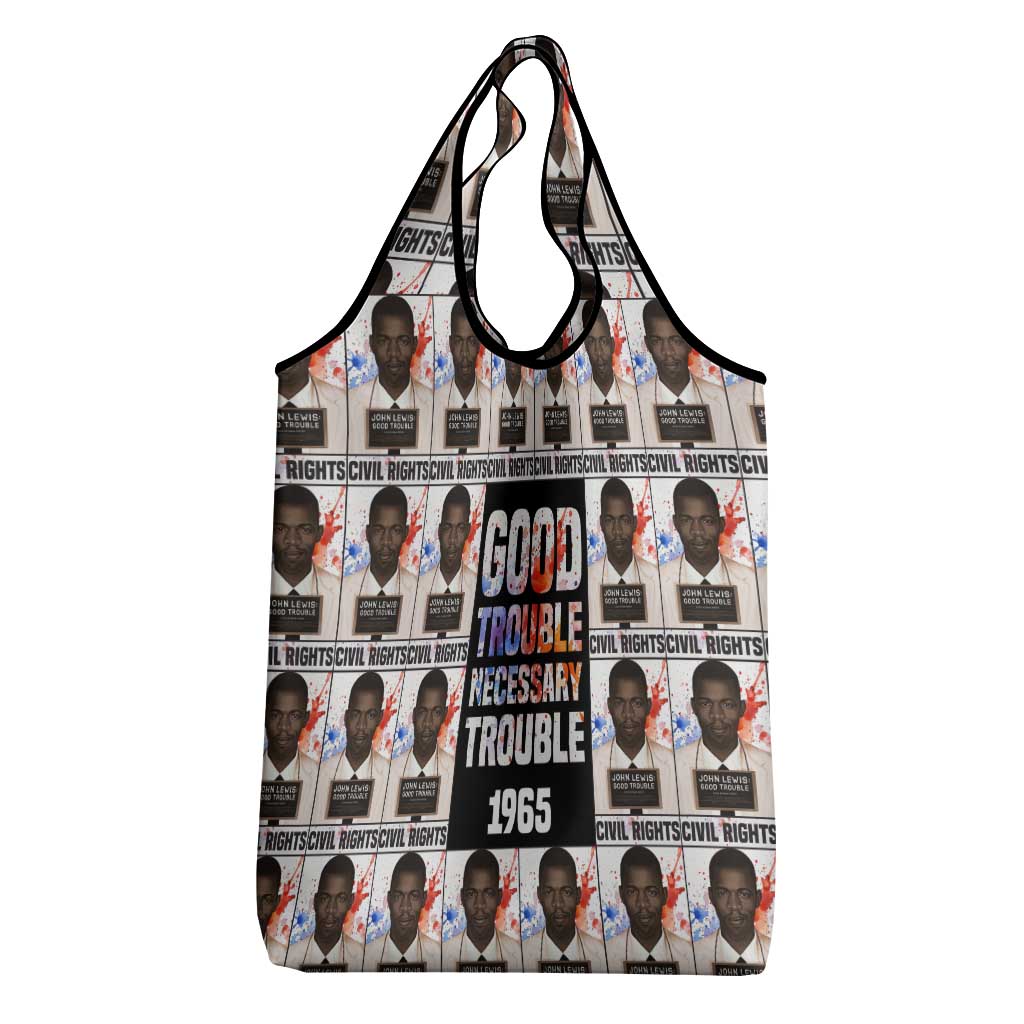 John Lewis Grocery Bag with Mugshot Collage Design Civil Rights Portrait Good Trouble Tribute - African Pride