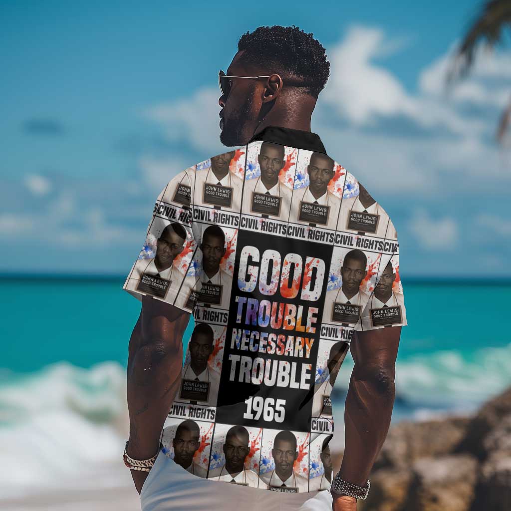 John Lewis Hawaiian Shirt with Mugshot Collage Design Civil Rights Portrait Good Trouble Tribute - African Pride