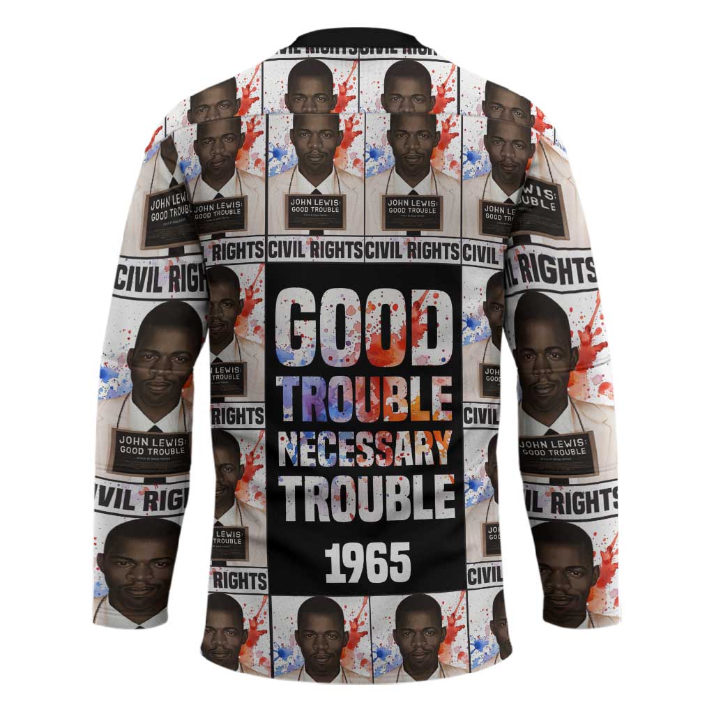 John Lewis Hockey Jersey with Mugshot Collage Design Civil Rights Portrait Good Trouble Tribute - African Pride