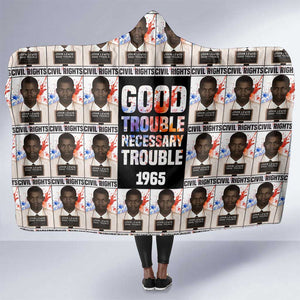 John Lewis Hooded Blanket with Mugshot Collage Design Civil Rights Portrait Good Trouble Tribute - African Pride