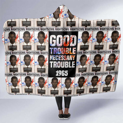 John Lewis Hooded Blanket with Mugshot Collage Design Civil Rights Portrait Good Trouble Tribute - African Pride