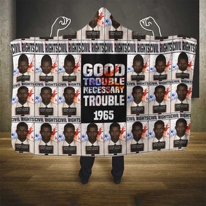 John Lewis Hooded Blanket with Mugshot Collage Design Civil Rights Portrait Good Trouble Tribute - African Pride