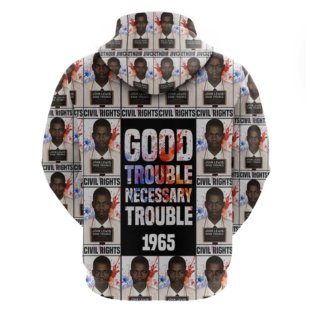John Lewis Hoodie with Mugshot Collage Design Civil Rights Portrait Good Trouble Tribute - African Pride