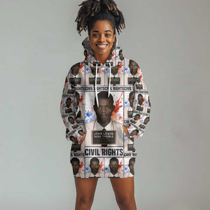 John Lewis Hoodie Dress with Mugshot Collage Design Civil Rights Portrait Good Trouble Tribute - African Pride