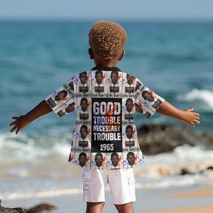 John Lewis Kid Hawaiian Shirt with Mugshot Collage Design Civil Rights Portrait Good Trouble Tribute - African Pride
