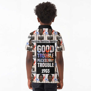 John Lewis Kid Polo Shirt with Mugshot Collage Design Civil Rights Portrait Good Trouble Tribute - African Pride