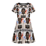 John Lewis Kid Short Sleeve Dress with Mugshot Collage Design Civil Rights Portrait Good Trouble Tribute - African Pride