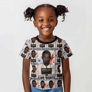 John Lewis Kid T shirt with Mugshot Collage Design Civil Rights Portrait Good Trouble Tribute - African Pride