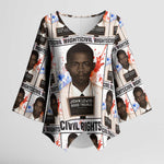 John Lewis Kimono Sleeve Blouse with Mugshot Collage Design Civil Rights Portrait Good Trouble Tribute - African Pride