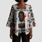 John Lewis Kimono Sleeve Blouse with Mugshot Collage Design Civil Rights Portrait Good Trouble Tribute - African Pride