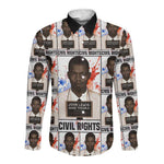 John Lewis Long Sleeve Button Shirt with Mugshot Collage Design Civil Rights Portrait Good Trouble Tribute - African Pride