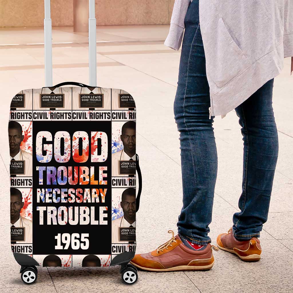 John Lewis Luggage Cover with Mugshot Collage Design Civil Rights Portrait Good Trouble Tribute - African Pride