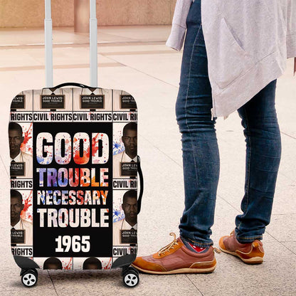John Lewis Luggage Cover with Mugshot Collage Design Civil Rights Portrait Good Trouble Tribute - African Pride