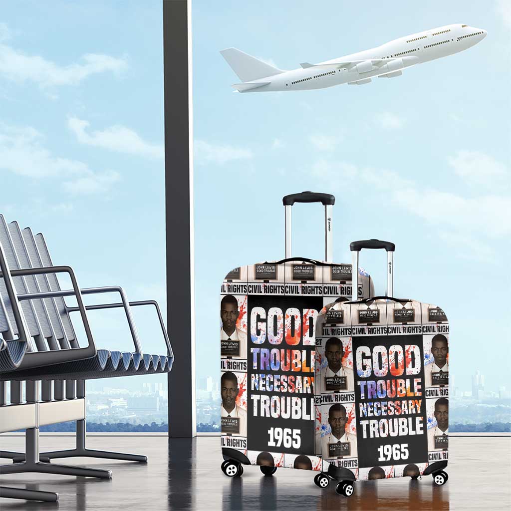 John Lewis Luggage Cover with Mugshot Collage Design Civil Rights Portrait Good Trouble Tribute - African Pride