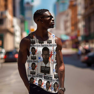 John Lewis Men Tank Top with Mugshot Collage Design Civil Rights Portrait Good Trouble Tribute - African Pride