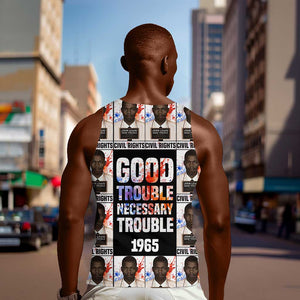 John Lewis Men Tank Top with Mugshot Collage Design Civil Rights Portrait Good Trouble Tribute - African Pride