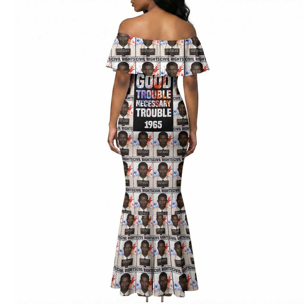 John Lewis Mermaid Dress with Mugshot Collage Design Civil Rights Portrait Good Trouble Tribute - African Pride