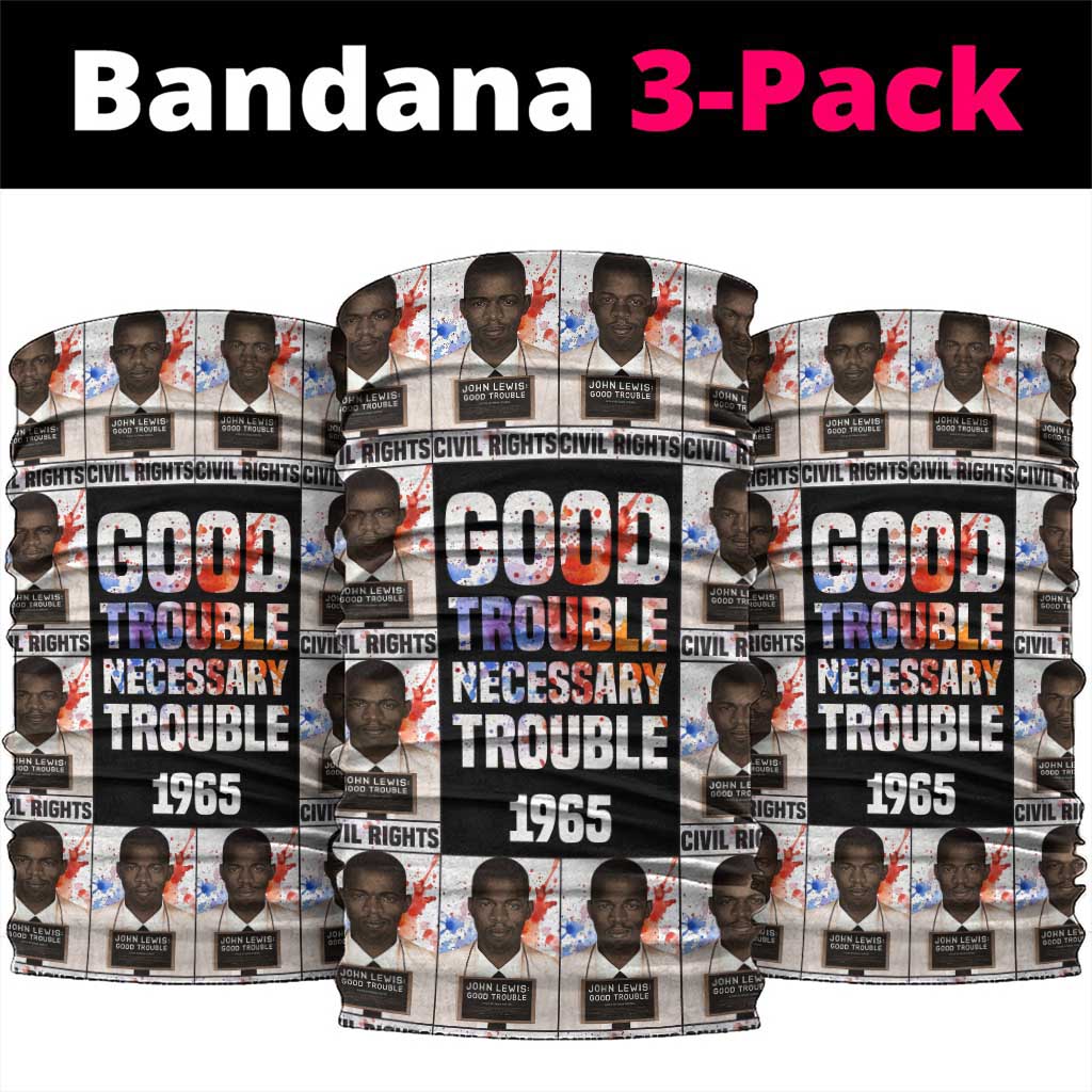 John Lewis Neck Gaiter with Mugshot Collage Design Civil Rights Portrait Good Trouble Tribute - African Pride