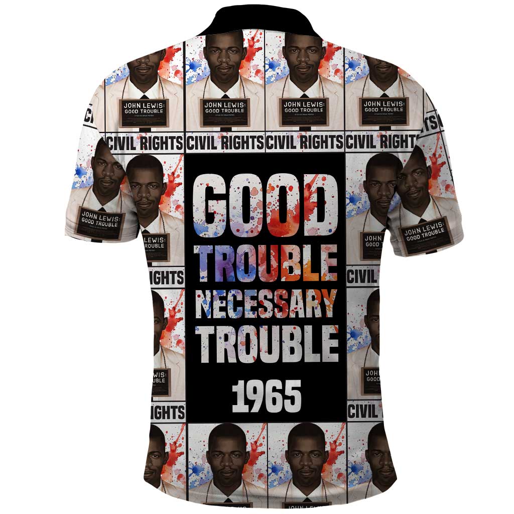 John Lewis Polo Shirt with Mugshot Collage Design Civil Rights Portrait Good Trouble Tribute - African Pride