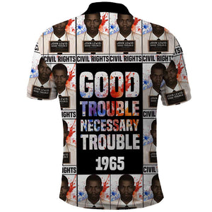 John Lewis Polo Shirt with Mugshot Collage Design Civil Rights Portrait Good Trouble Tribute - African Pride
